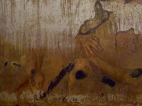 Al di là del bene e del male, olio su lamiera ossidata, cm.100x200 Al di là del bene e del male, oil painting on oxidized iron sheet, cm.100x200