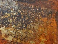frammenti#11, olio su lamiera ossidata, cm. 50x22 Frammenti#11, oil painting on oxidized iron sheet, cm. 50x22