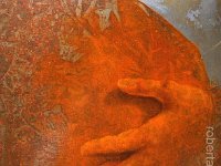 hands#2, olio su lamiera ossidata, cm 40x40 hands#2,  oil painting on oxidized iron sheet, cm 40x40