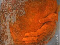 hands#3, olio su lamiera ossidata, cm 40x40 hands#3,  oil painting on oxidized iron sheet, cm 40x40