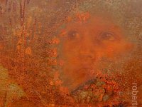 face#1, olio su lamiera ossidata, cm 40x40 face#1, oil painting on oxidized iron sheet, cm 40x40