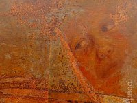 face#2, olio su lamiera ossidata, cm 40x40 face#2, oil painting on oxidized iron sheet, cm 40x40