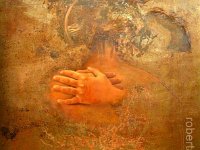 prayer#1, olio su lamiera ossidata, cm 90x90 prayer#1, oil painting on oxidized iron sheet, cm 90x90