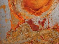 rustl#5, olio su lamiera ossidata, cm 50x30 rustl#5, oil painting on oxidized iron sheet, cm 50x30