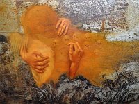 New Angel, olio su lamiera ossidata, cm 90x140 News Angel, oil painting on oxidized iron sheet, cm 90x140