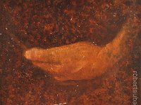 Small#8, olio su lamiera ossidata, cm 5x5 Small#8, oil painting on oxidized iron sheet, cm 5x5