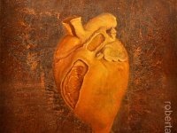 Heart, olio su lamiera ossidata, cm 40x40 Heart, oil painting on oxidized iron sheet, cm 40x40