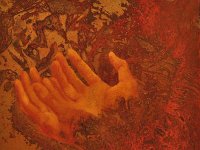 Rust#93, olio su lamiera ossidata, cm 40x40 Rust#93, oil painting on oxidized iron sheet, cm 40x40